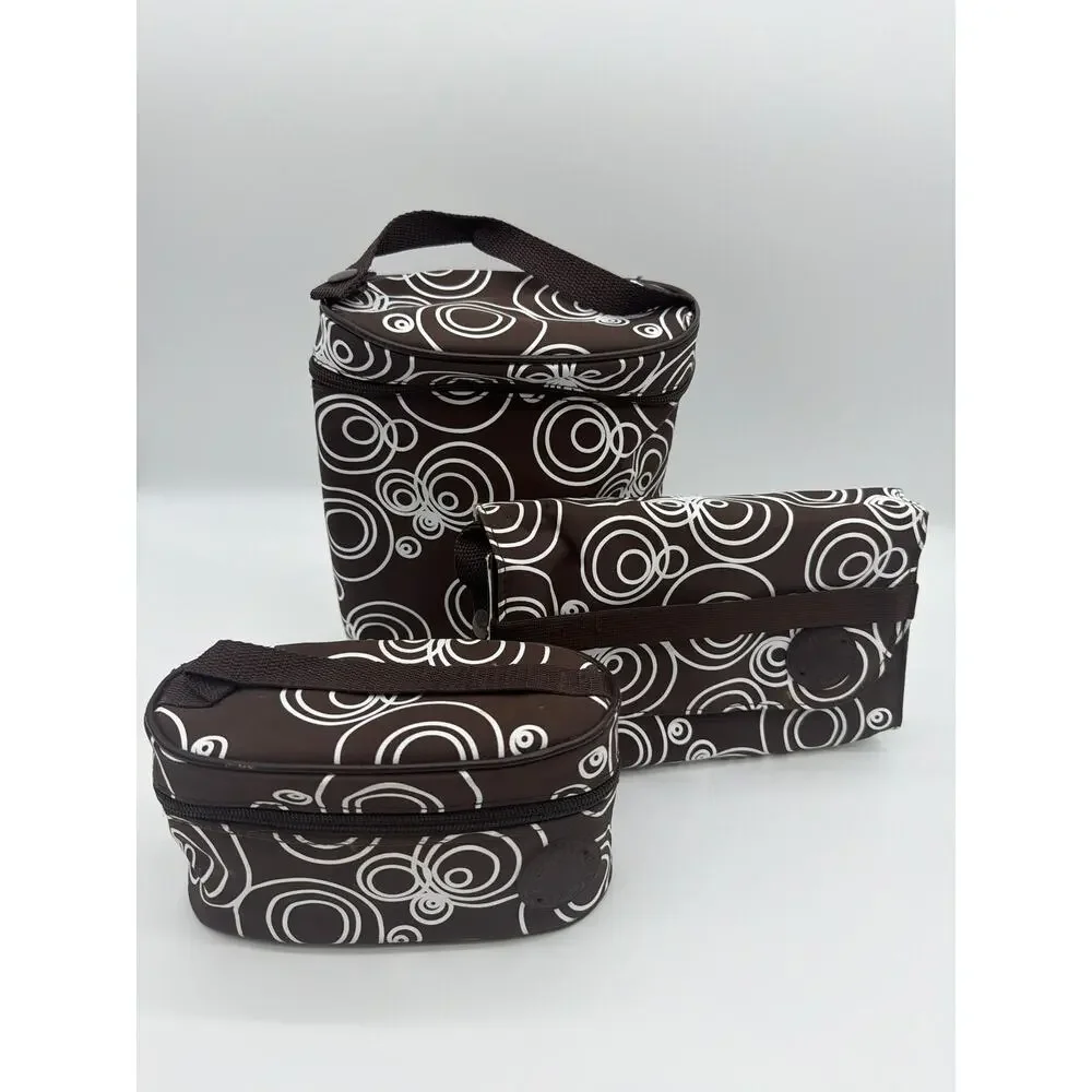 Amy Coe Brown and White Baby Supplies Bags Lunch Box Diaper Bag Bottle Bag 3 Set